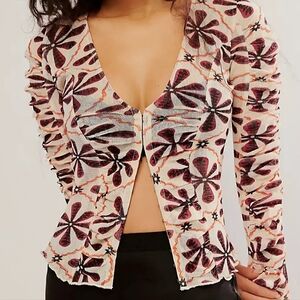 NWT Free People Through The Meadow Top in White Sand Combo, size small